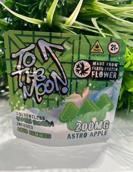 To the moon- Solventless Hash Rosin Infused Sour Gummies- Astro Apple- 200mg