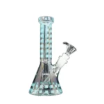 8-Inch Glow-in-the-Dark Beaker Bong | Mini Polka Dot & Grid Pattern Water Pipe
