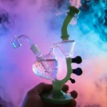 8" Handmade Heart Shape Recycler Dab Rig | Glass Water Pipe