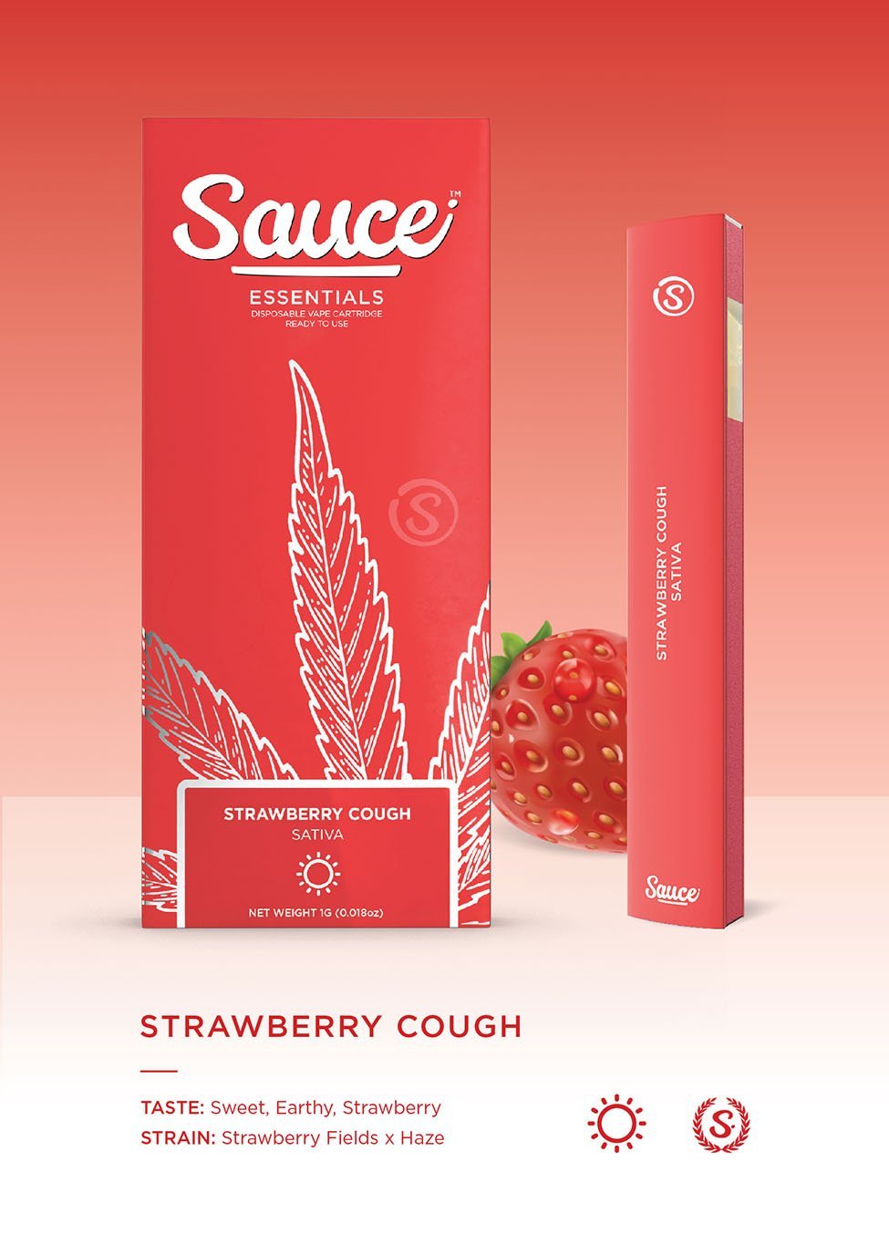 SAUCE- DISPOSABLE 1G LIVE RESIN INFUSED- STRAWBERRY COUGH