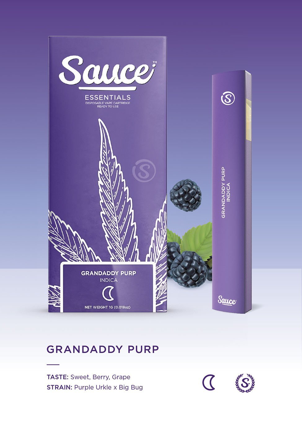SAUCE- DISPOSABLE 1G LIVE RESIN INFUSED- GRANDADDY PURP
