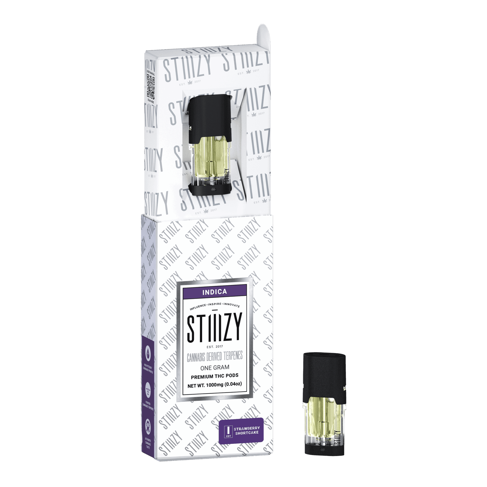 STIIIZY- PREMIUM THC POD 1G- CANNABIS DERIVED TERPENES- STRAWBERRY SHORTCAKE