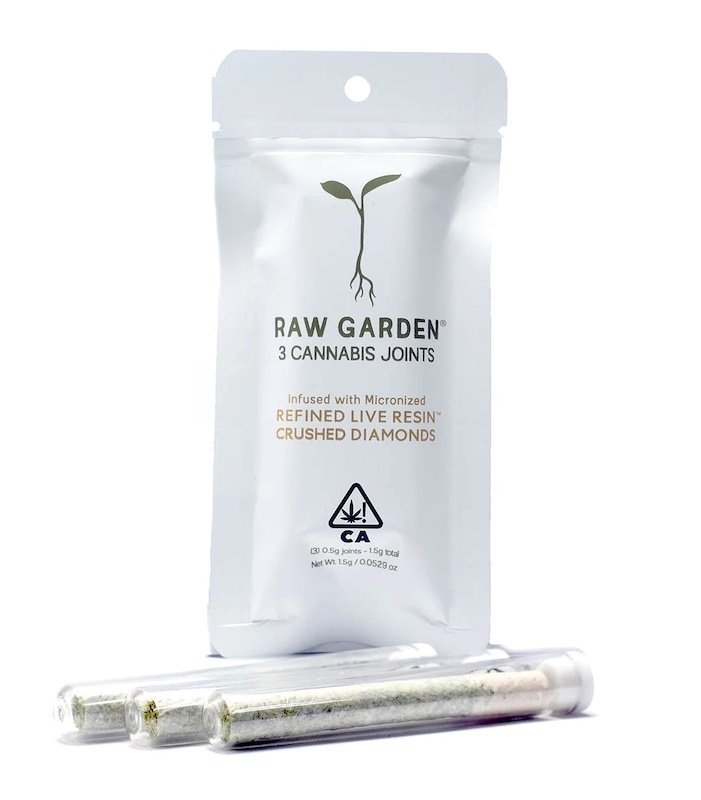 RAW GARDEN- INFUSED JOINTS- MICRONIZED REFINED LIVE RESIN CRUSHED DIAMONDS- MARGARITA CAKE