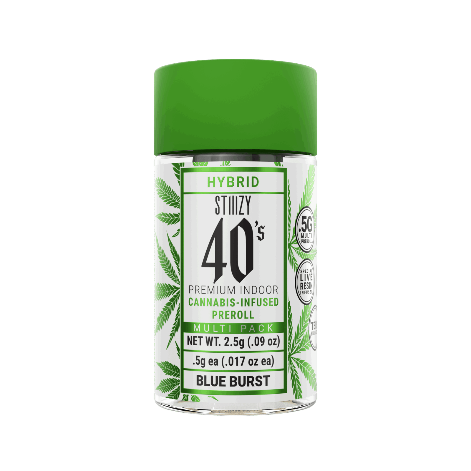 STIIIZY- 40’S INFUSED PRE ROLLS 5 PACK- BLUE BURST