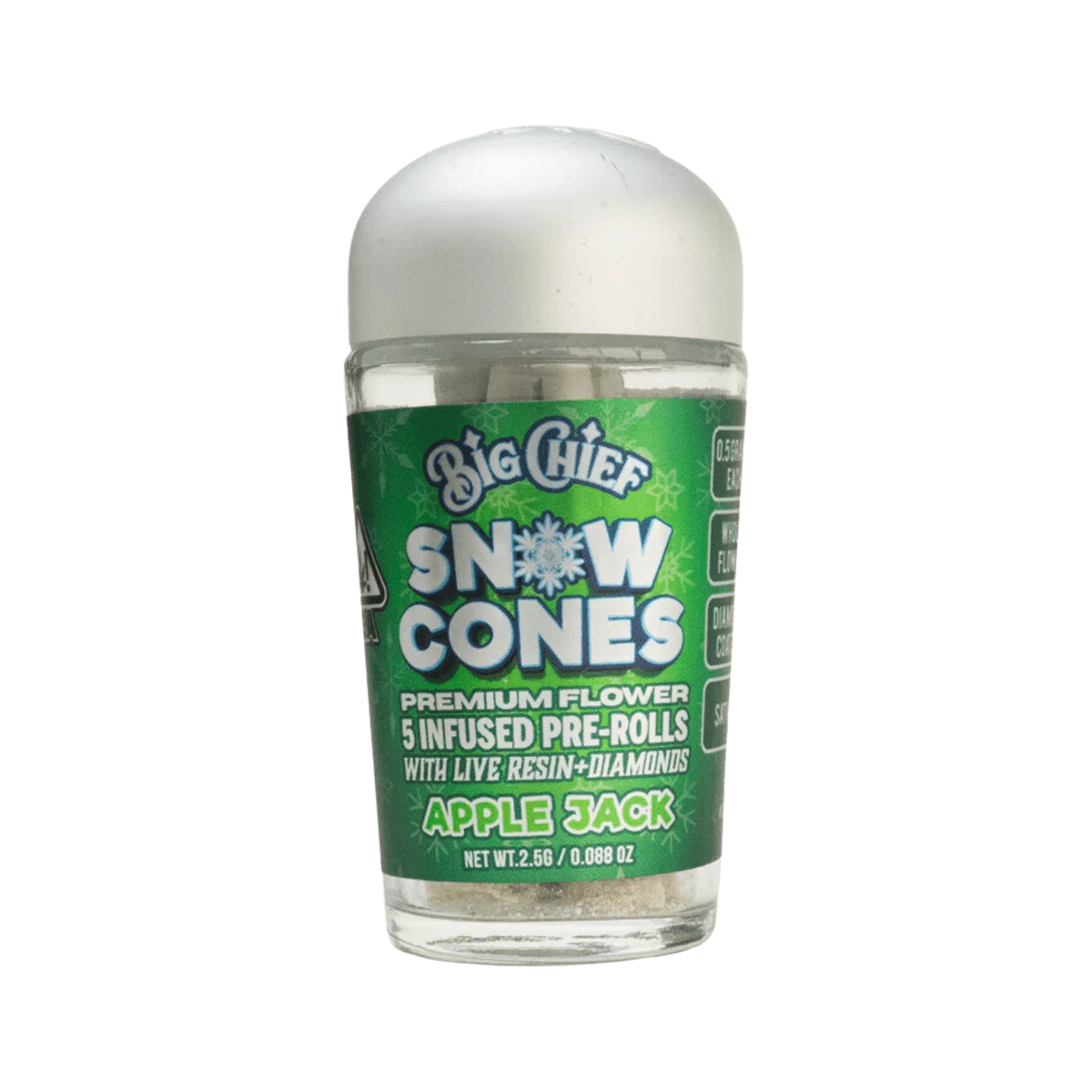 BIG CHIEF- Live Resin/Diamond Infused Snow Cones- 5pck- APPLE JACK