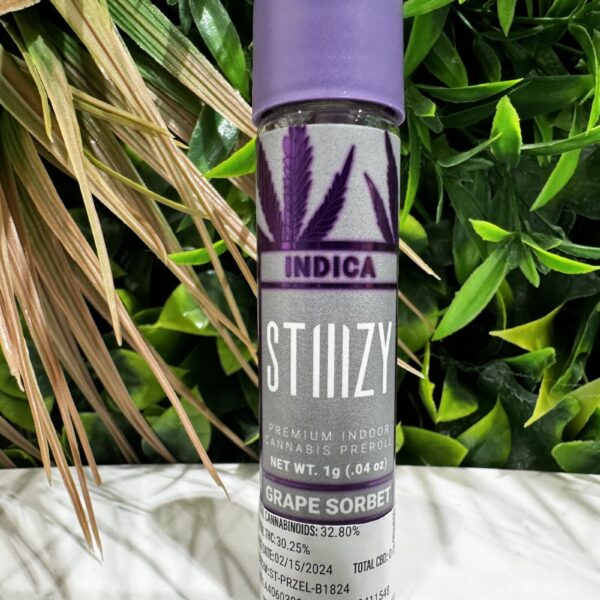 STIIIZY- PREMIUM INDOOR CANNABIS 1G PRE ROLL- GRAPE SORBET