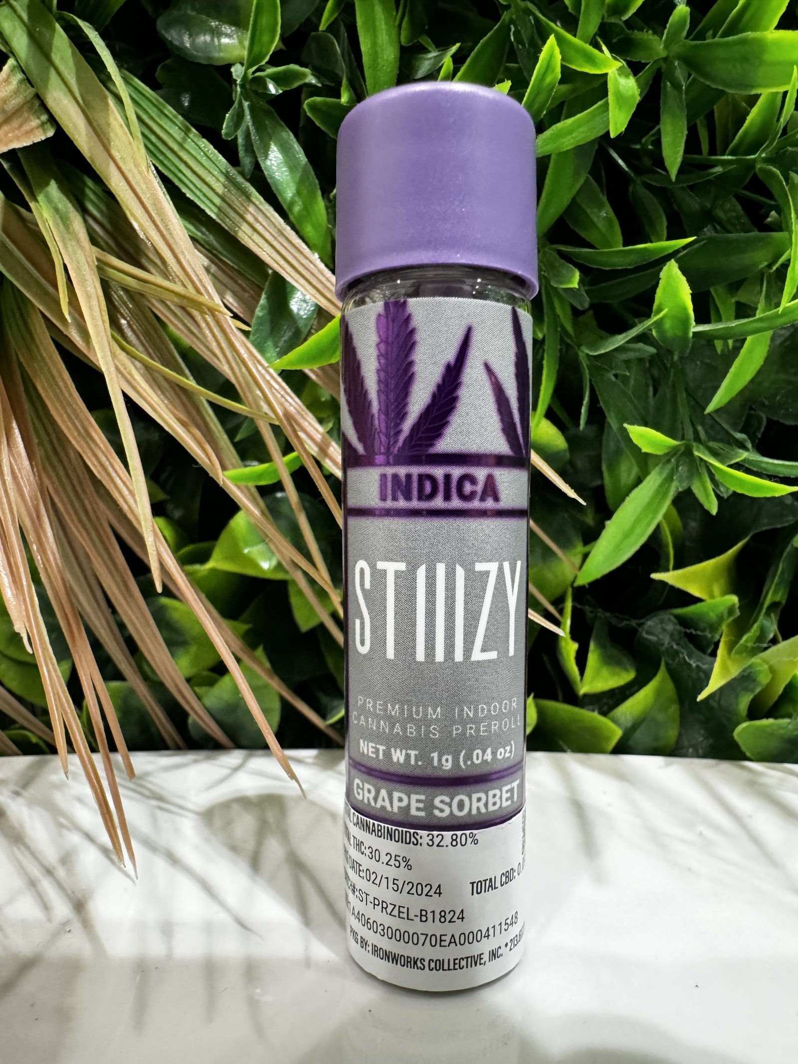 STIIIZY- PREMIUM INDOOR CANNABIS 1G PRE ROLL- GRAPE SORBET