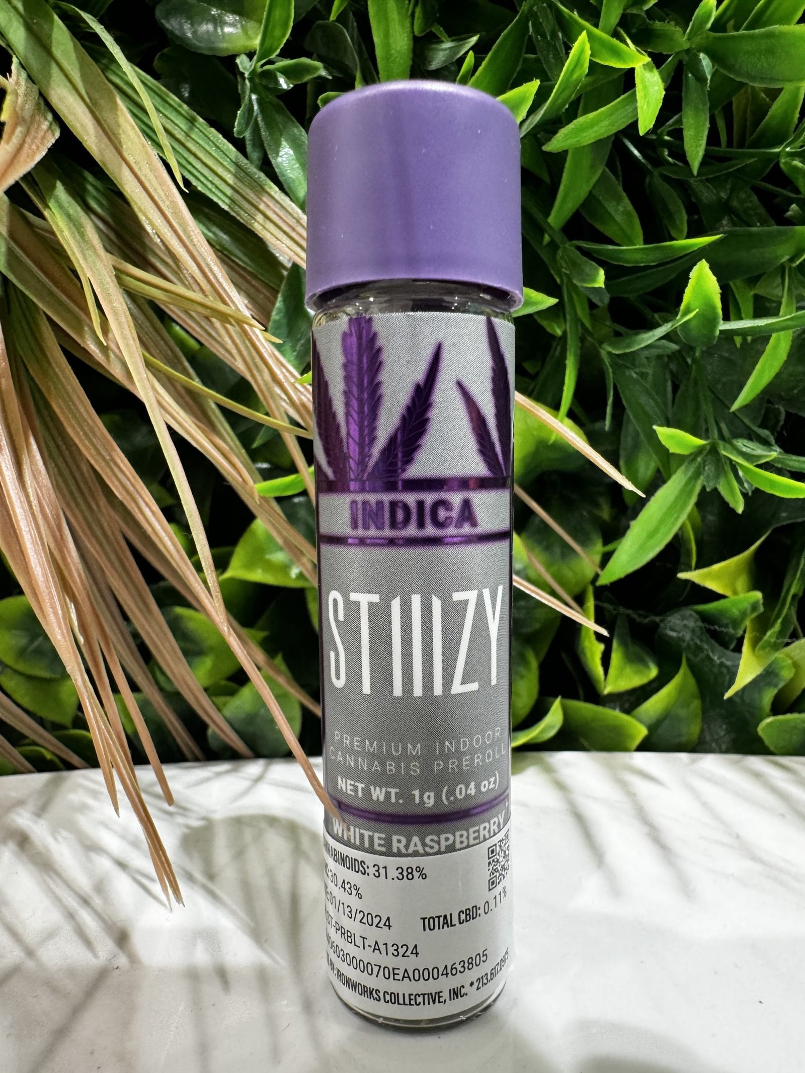STIIIZY- PREMIUM INDOOR CANNABIS 1G PRE ROLL- WHITE RASPBERRY