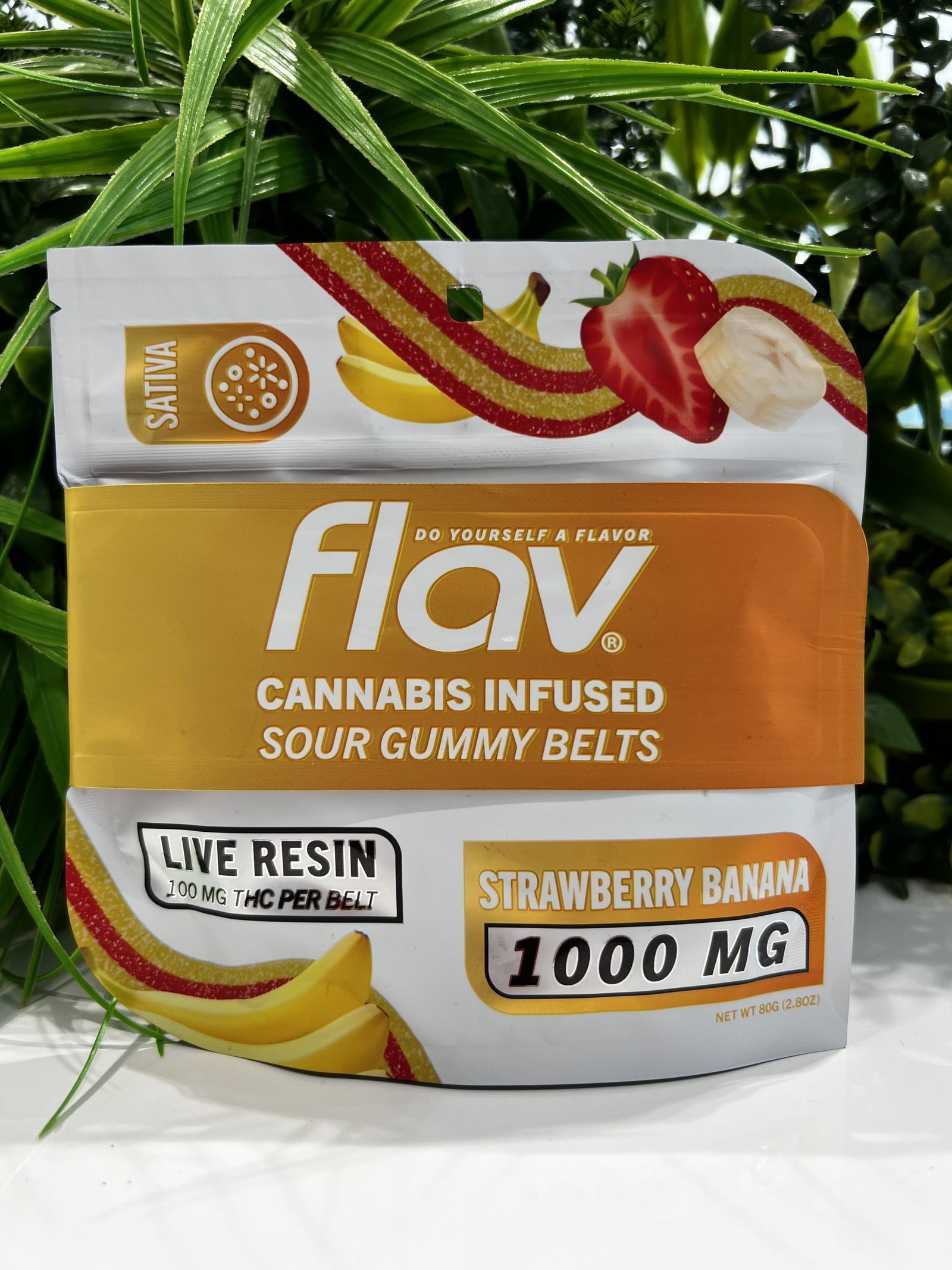 FLAV BELTS- 1000 MG- SATIVA- STRAWBERRY BANANA
