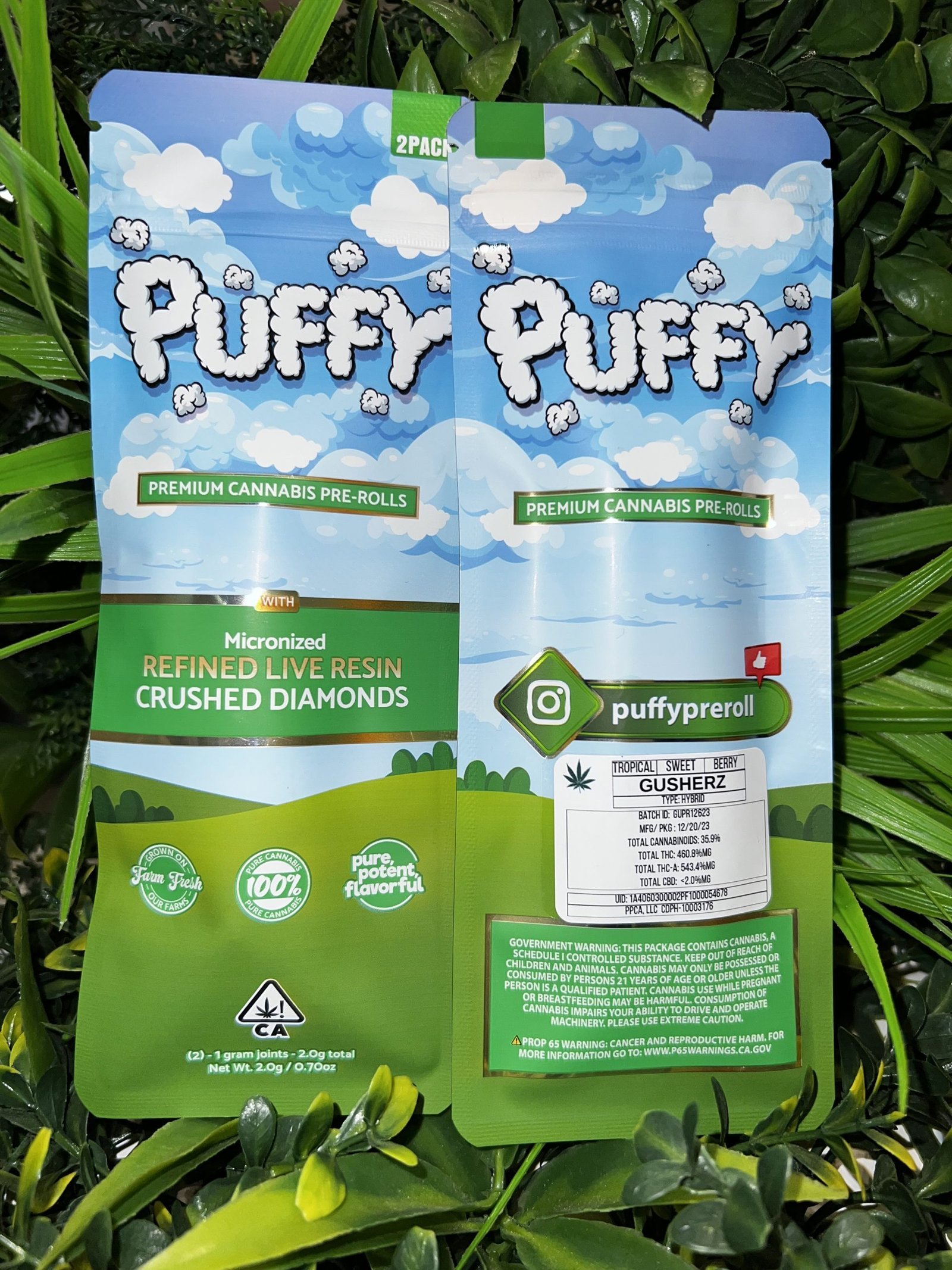 PUFFY- Live Resin/Crushed Diamond Infused 2pck Pre roll- GUSHERZ