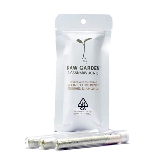 RAW GARDEN- INFUSED JOINTS- MICRONIZED REFINED LIVE RESIN CRUSHED DIAMONDS- STRAWBERRY LIME MOJITO